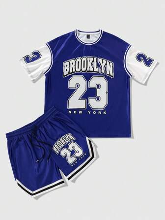 Prep Men's Jersey Simple Casual Daily Short Sleeve T-Shirt And Shorts Set