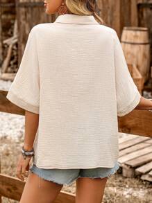 LanaWest Women's Casual Western, Music Festival, Boho Style Short Sleeve Blouse, Summer