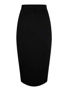 SHEIN Clasi 大码女式金属装饰 A 字裙 - 黑色 - 查看 2