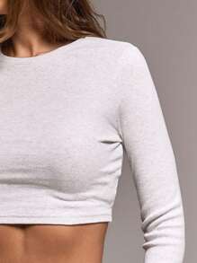 MUSERA Cropped Long Sleeve Top Casual Summer Spring Easter - Grey - View 4