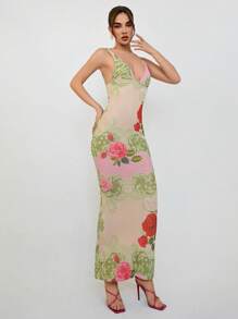 Aloruh Women's Sleeveless Bodycon Mesh Slip Dress, Suitable For Vacation In Spring/Summer - Multicolor - View 4