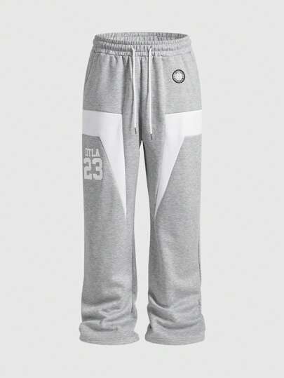 Prep Herren weite Jogginghose mit Tape-Verzierung im Streetwear Stil