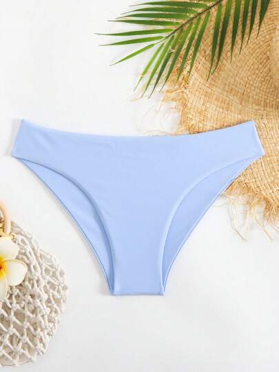 Swim Basics Solid Color Minimalist Bikini Bottom, Summer Beach Vacation