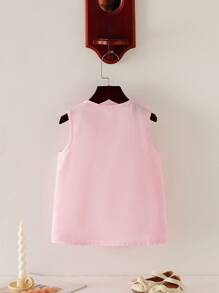 Souflis Souflis 年轻女孩可爱蝴蝶结褶皱无袖衬衫 - 粉色 - 查看 2