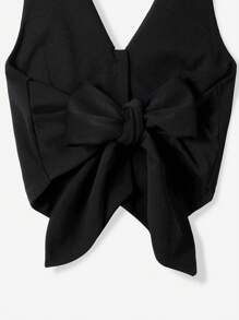 SHEIN EZwear 女式黑色领口露背系带设计薄款西装外套