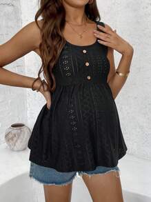 SHEIN Maternity Solid Button Front Peplum Tank Top