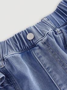 SHEIN MOD Women's Layered Ruffle Hem Casual Denim Shorts