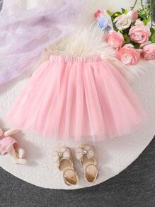 SHEIN Young Girl Simple Fashion Casual Daily Mesh Skirt