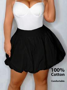 SHEIN SXY Plus Size Holiday Váy bong bóng chữ A gợi cảm - màu đen - Xem 3