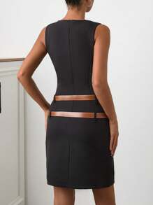 RueChic Women Two Belted Mini Little Black Dress - Black - View 2