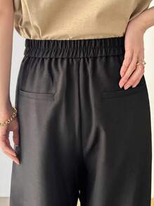 FRIFUL Women's Mesh Patchwork 2 In 1 Cover-Up Top & Satin Pants Set - Black - View 7