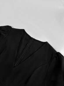 SHEIN Clasi Plus Size Solid Color Simple Fashion Casual Everyday Jumpsuit - Black - View 3