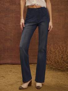 WESTFADE High Rise Seaming Fitted Western Denim Jeans - Medium Wash - View 3