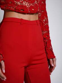 COSMINA 女士红色裤子，优雅博主风格，适合正式场合，专业办公穿着