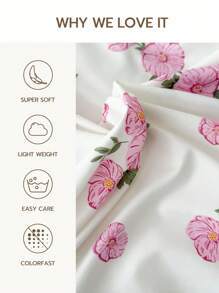 1pc Flowers Pattern Flat Sheet, Lightweight & Breathable, Soft & Skin-Friendly