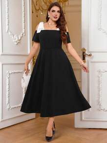 SHEIN Clasi 女士无袖修身紧身针织连衣裙，春夏 - 黑色 - 查看 3