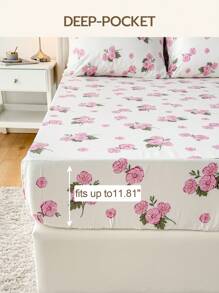 4pcs 100% Polyester Printed Bedding Set (2 Pillowcases + 1 Bed Sheet + 1 Fitted Sheet), Modern Polyester Bedding Set Suitable For All Seasons - Multicolor - View 7