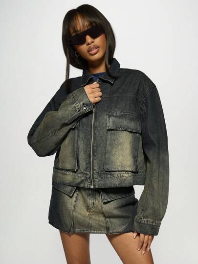 MISSGUIDED Extreme Cropped Distressed Trucker Denim Jacket