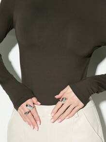 KIZN Essential Long Sleeve Thong Bodysuit Base Layer Basic Foundation Piece Perfect Layering Skin-Tight Top Ultra Smooth All-Season Wear