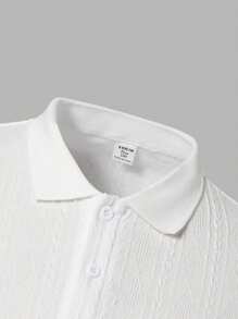 SHEIN Boys' & Teenage Boys' Casual Textured Polo Shirt, Versatile For Daily Wear, Spring/Summer