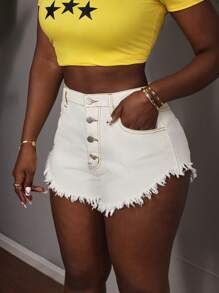 SHEIN SXY Damen einfache modische Lässig Denim Shorts für den Alltag