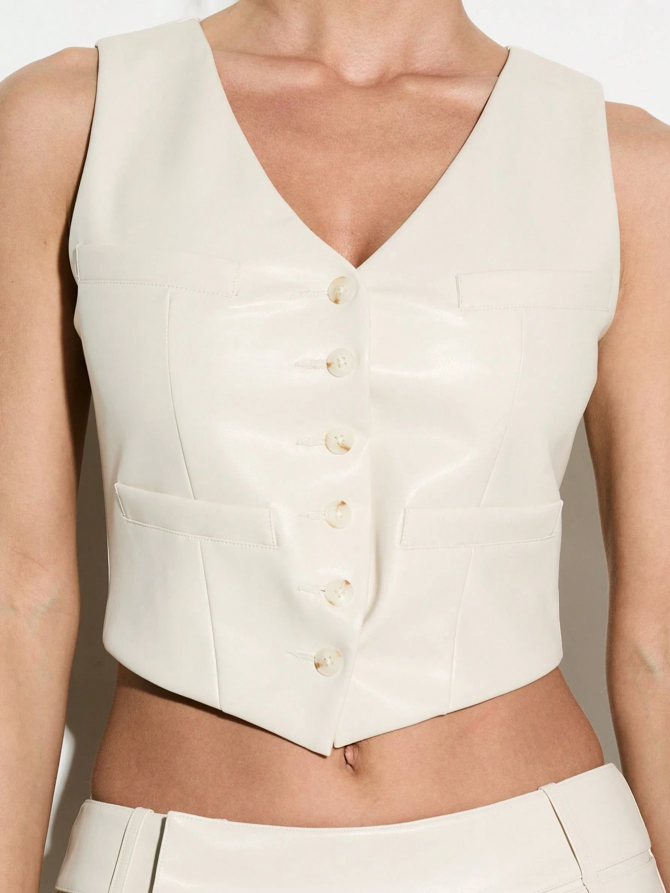KIZN Gorset w stylu crop-top ze skóry PU
