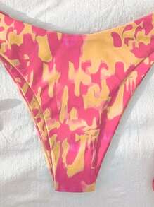 Swim Lushoire 2pcs Springbreak Summer New Spaghetti Strap Criss-Cross Tie Random Print Bohemian Women Bikini Set