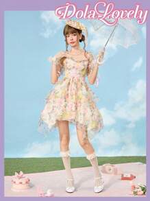 Dola Lovely Women's Black & White Mary Jane Pumps With Classic Vintage Lolita Lace Design