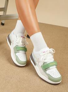 CUCCOO EASI Women's Solid Color Lace-Up Simple Casual Platform Wedges Sneakers Spring Summer Shoe Tainers