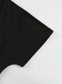 ROMWE MEN Street Life Men Vintage Figure & Letter Graphic Streetwear T-Shirt, Concert Top - Black - View 4