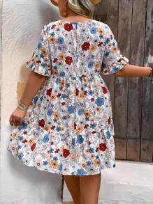 SHEIN LUNE 大码女式 V 领印花夏装