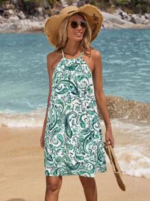 SHEIN VCAY Vacation Printed Bodycon Dress For Women,Vacation Outfits Women,Summer Outfits For Women,Beachwear,Easter,Beach Outfits For Woman,Spring Break,Vacation Outfits Women,Concert Outfit Women,Rave Outfits Festival,Rave,BOHO,Sun Dress