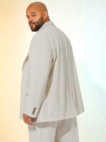 EASEVO Men Plus Size Loose Casual Woven Long Sleeve Blazer Jacket