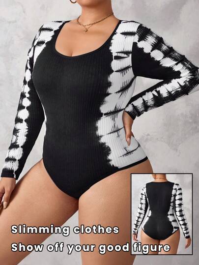 Easithlete Mono de talla grande con estampado tie-dye para mujer