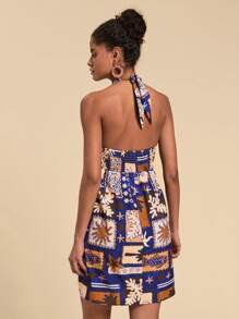 Travachic Vestido mini suelto con hombros descubiertos para mujer, estilo de vacaciones de playa con estampado floral, para primavera/verano