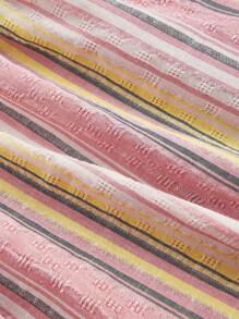 SHEIN MOD Plus Size Pink Striped Women Skirt, A-Line, Beach Vacation
