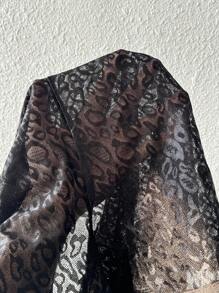 SHEIN Swim Curve Plus Size Women's 1pc Drawstring Leopard Jacquard Boardshorts, Sexy Casual Resort Beach Shorts, For Summer Beach Vacation