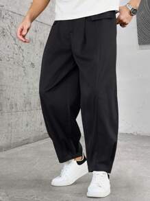 Manfinity Homme Dark Tone Loose Lantern Pants, & Fashionable Casual Design, Versatile, Pants Baggy, Black Baggy Pants Men, Baggy Men Pants, Fall