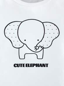 男婴卡通大象印花短袖上衣和裤子两件套衣服大象婴儿服装套装男女通用婴儿衣服婴儿服装合身睡衣紧身春夏装