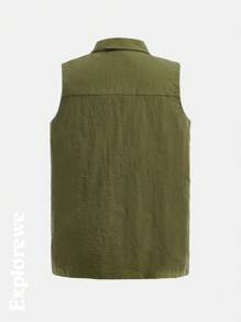 SHEIN Tween-Jungen 2-teiliges Set mit lässigem, schlichtem Alltagsoutfit, kurzärmliges T-Shirt und Hose - Armeegrün - Übersicht 14