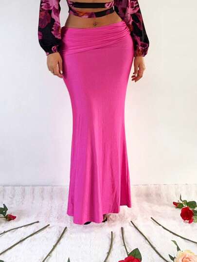 SHEIN SXY Elegant And Sexy Ruched Skirt For Ladies, Suitable For Valentine's Day Dates