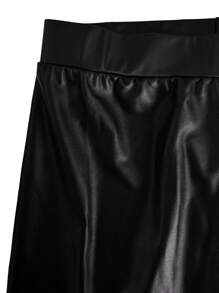Flirla Black PU Leather Leggings