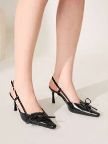 CUCCOO CHICEST Women's Pointed Toe Butterfly Decor Fashion Heeled Sandals, For Daily Wear Spring Break Easter Prom Heels - Black - View 3