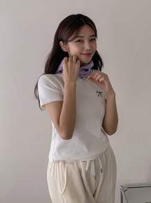 DAZY Women"S Casual Short Sleeve T-Shirt, Minimalist & Fashionable, For Everyday Wear Summer - White - View 3