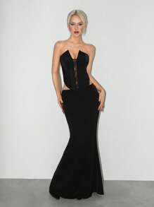 EgrlEra 女士纯色简约修身休闲蕾丝紧身胸衣短款上衣，可作为外套穿着