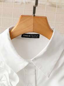 GlowEve Women's Sleeveless Blouse With Floral 3D Decor, Solid Color French Chic Slim Fit Design, Spring/Summer