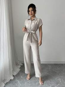 Elenzga 女士休闲短袖纯色连体裤