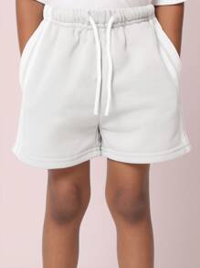 SUMWON Athletic Boys Long Side Tape Shorts Workout Training Running Active Wear Moisture Wicking Sports Gym School Uniform Basketball Shorts With Elastic Waistband - Grey - View 6