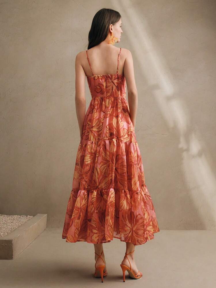 Floral Print Sleeveless Casual Maxi Dress For Women, Beach/Summer Sundress