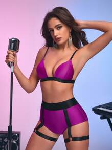 Menodora SHEIN Sport Shiny Nylon Pole Dancing Sports Bra For Women